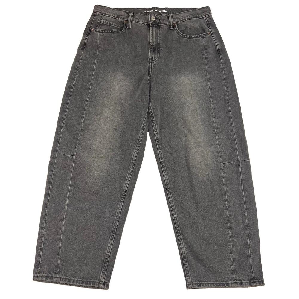 Old Navy High Rise Barrel Leg Jeans Women’s Size 14 Gray Denim 5-Pocket Casual